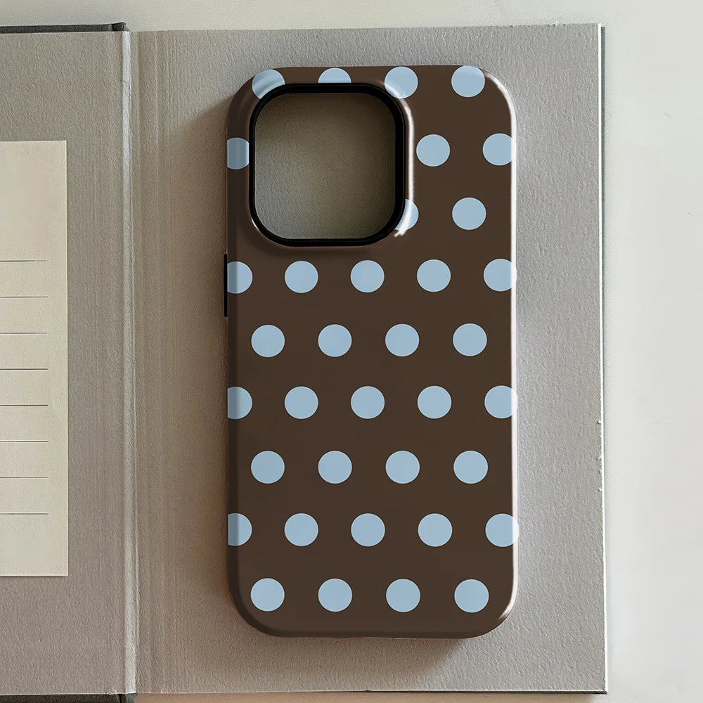 Luxury Polka Dot Case for iPhone 11 12 13 14 15 16 17 Pro Max