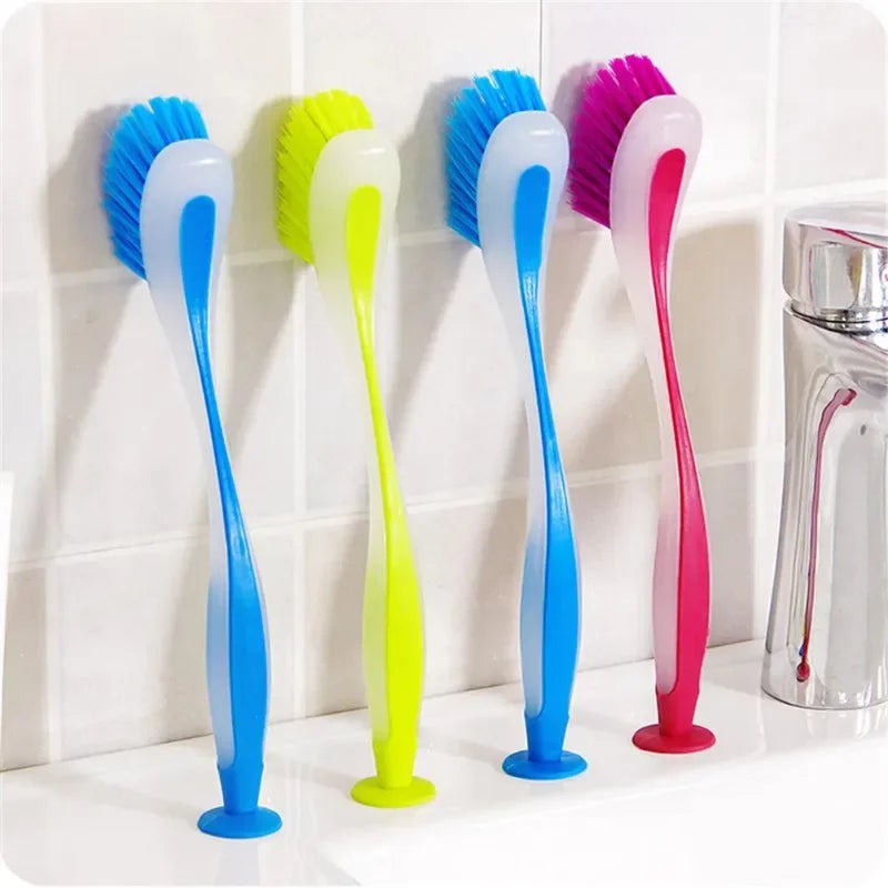 Pot Cleaning Brush Suction Cup Sink Scrubber
