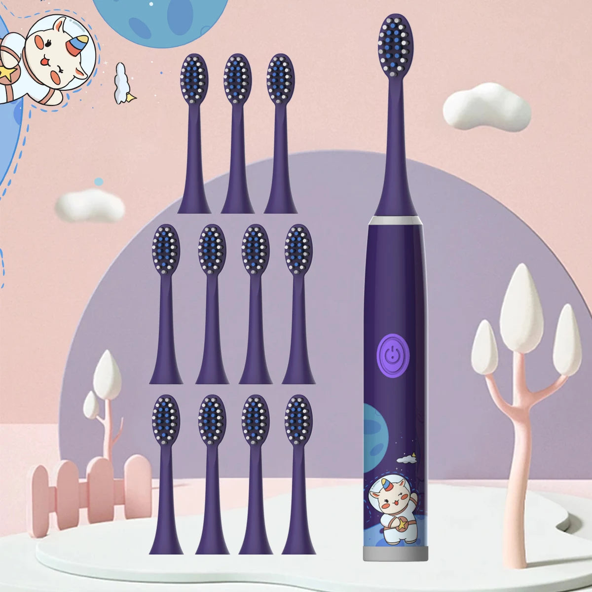 Kids Electric Toothbrush Cartoon Space Series Soft Cleaning Brush