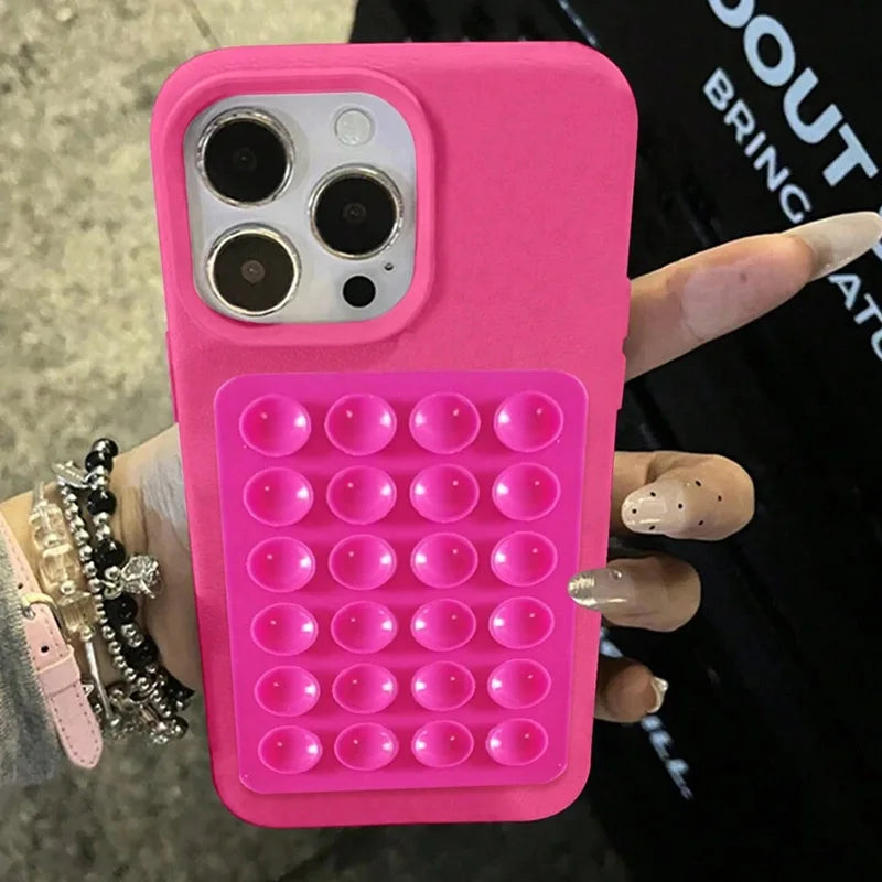 3D Suction Cup Stand Case for iPhone 11 12 13 14 15 16 17 Pro Max