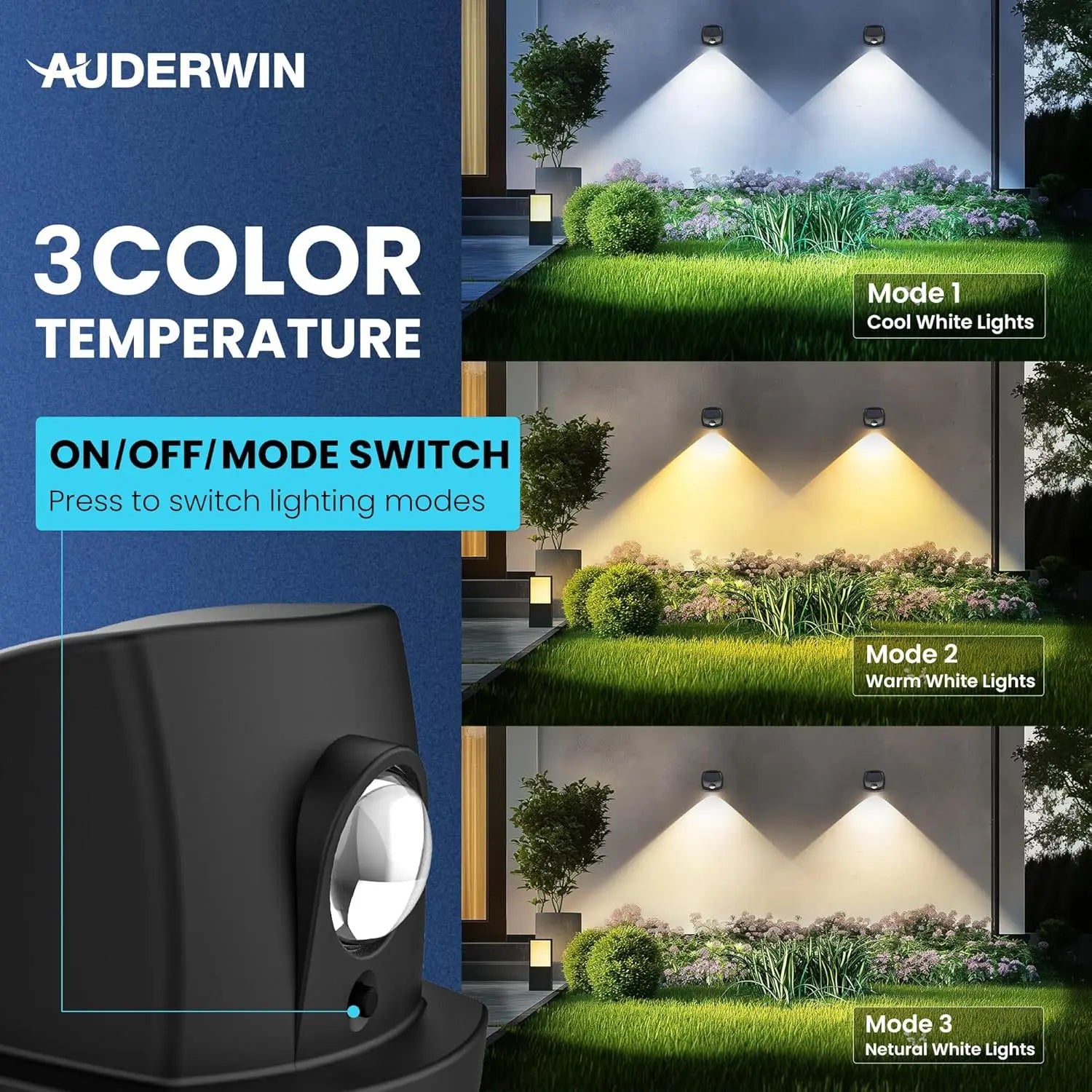Dual Color Solar LED Wall Light for Fence & Outdoor Pathways