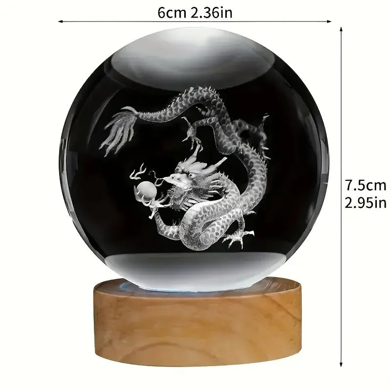 3D Chinese Dragon Crystal Ball Decorative LED Lamp