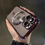 Magnetic Clear Plating Case for iPhone 11 12 13 14 15 16 17 Pro Max