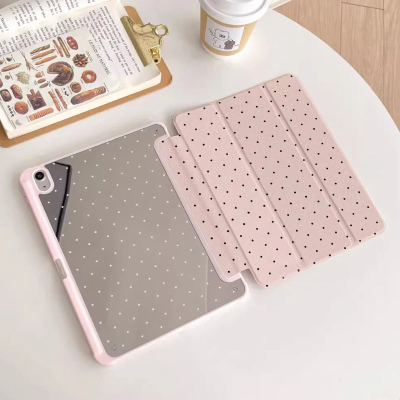 Black Polka Dots Trifold Case for iPad Air Pro Mini 10.2 10.9 Cover