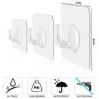 Self-Adhesive Transparent Wall Hooks Heavy Duty Sticky Hooks Set