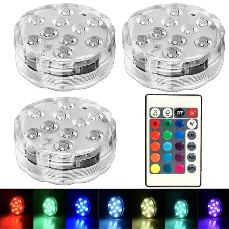 Submersible LED Pool Lights Waterproof RGB with Remote