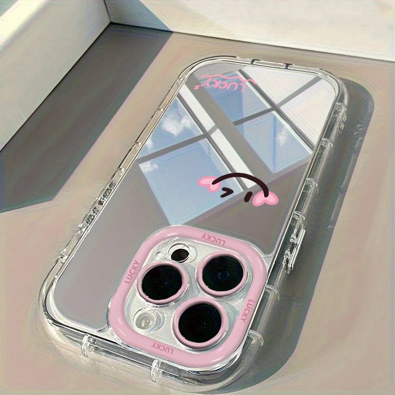 Minimalist Smile Mirror Case for iPhone 17 16 15 14 13 12 11 Pro Max