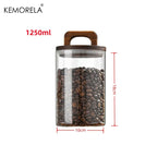 Glass Storage Jar with Wooden Lid Airtight Kitchen Food Container