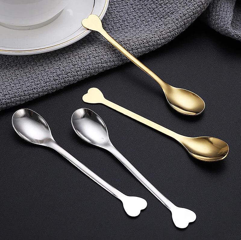 2Pcs Love Handle Coffee Spoon Set – Stainless Steel Tea & Dessert Spoon