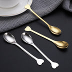 2Pcs Love Handle Coffee Spoon Set – Stainless Steel Tea & Dessert Spoon