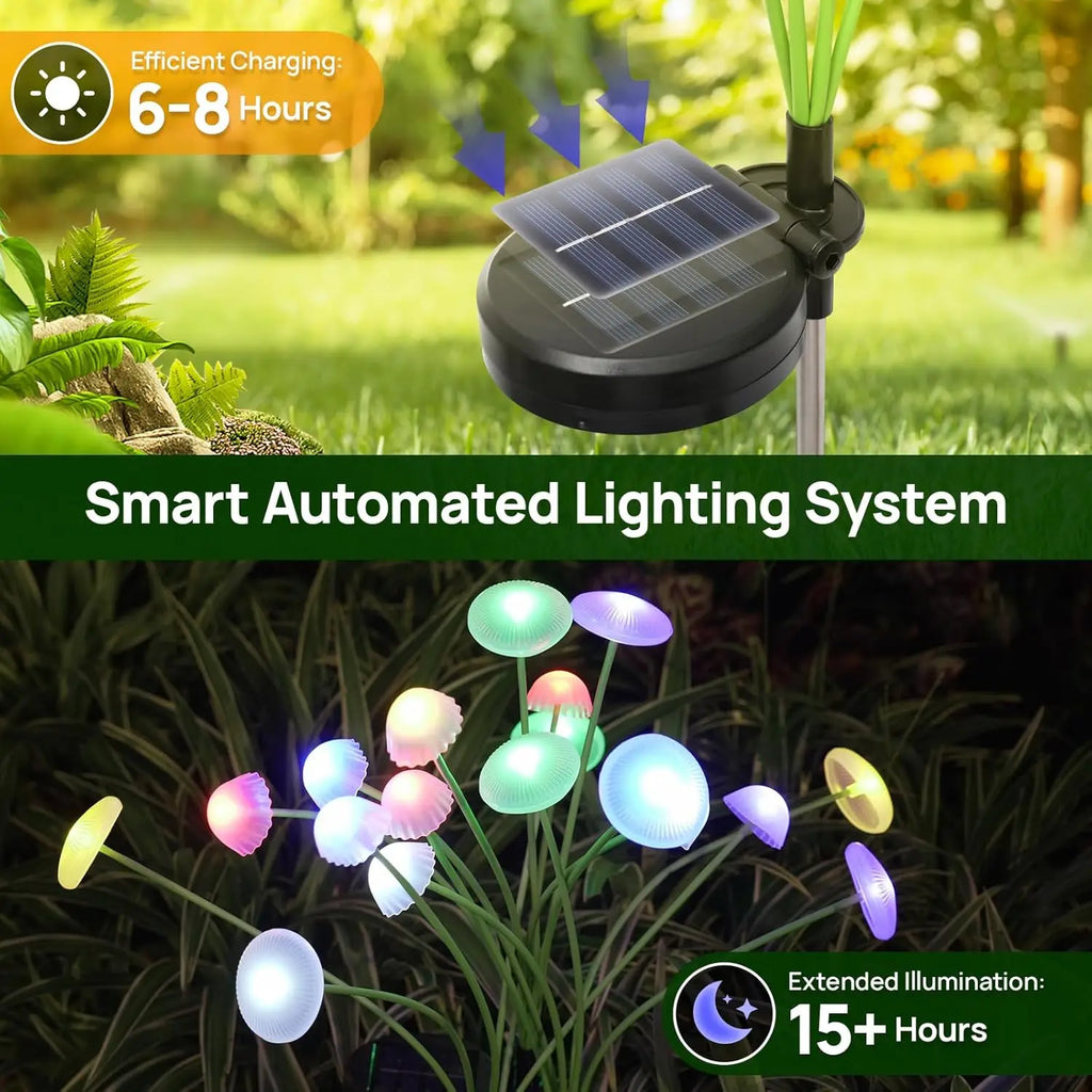 Solar Mushroom Garden Lights for Patio, Yard & Pathway Decor