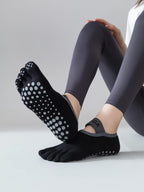 Women Five Toe Yoga Socks Non Slip Grip Pilates Fitness Barre Dance