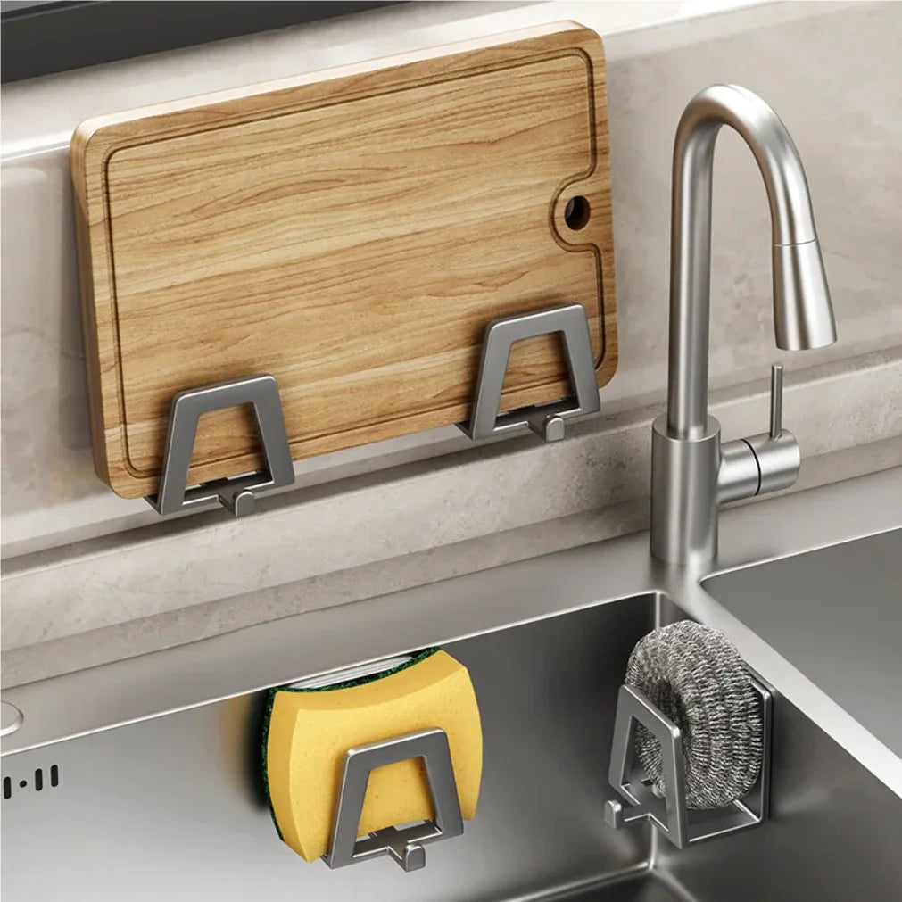 Stainless Steel Sponge Holder Self-Adhesive Sink Drain Organizer