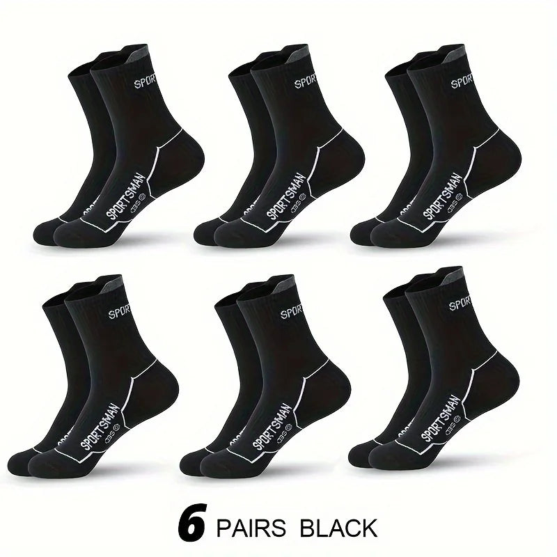 Breathable Basketball Socks Men 6 Pairs Sweat Absorbent Mesh Running