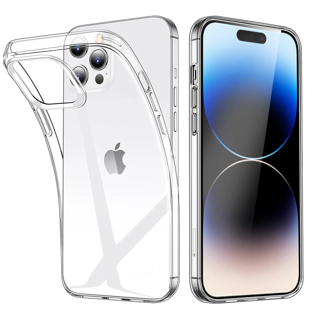 Clear TPU Silicone Case for iPhone 16 15 14 13 12 11 Pro Max Cover