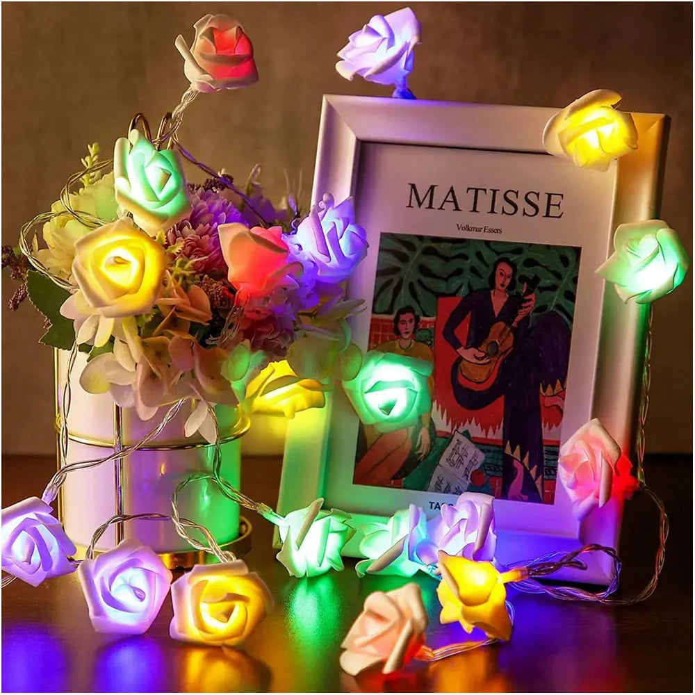 Rose Flower LED Fairy Lights USB String Decoration