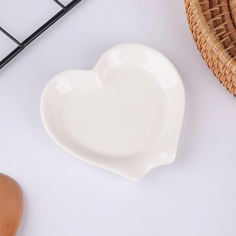 Heart Shaped Ceramic Spoon Rest Utensil Holder