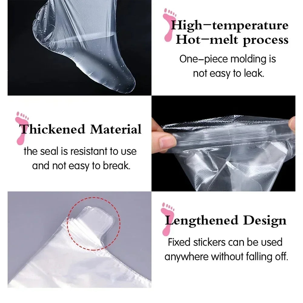 100Pcs Disposable PE Foot Mask Covers Moisturizing Spa Pedicure Bags