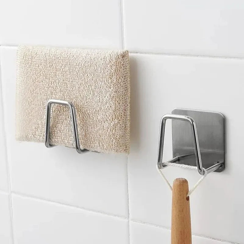 Stainless Steel Sink Sponge Holder  Self-Adhesive Kitchen Organizer