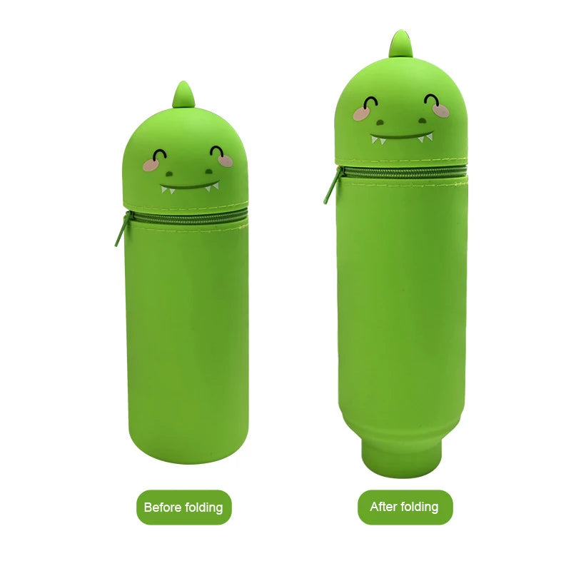 Cute Animal Silicone Pencil Case 2-in-1 Zipper Pen Pouch