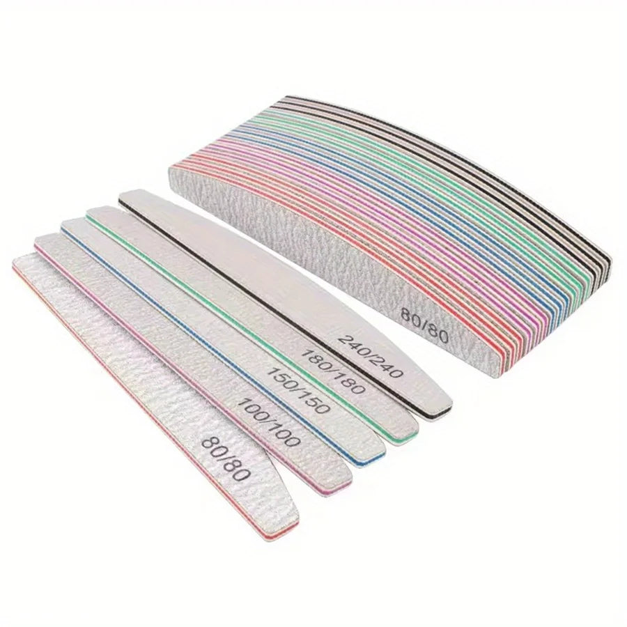 Professional Nail File Set 80-240 Grit Half Moon Nail Buffer