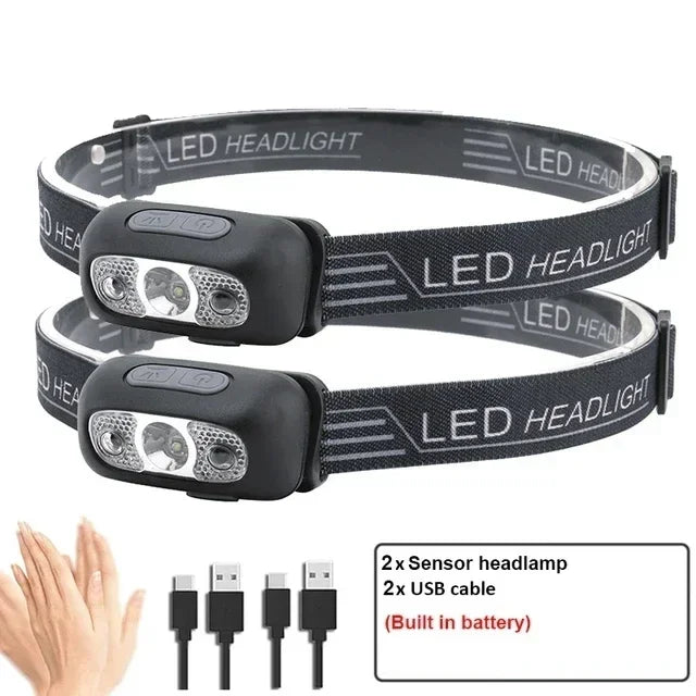 Motion Sensor Rechargeable LED Headlamp Ultra Bright