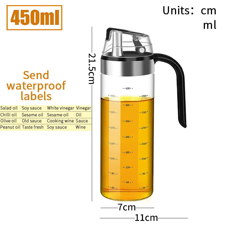 Glass Seasoning Bottle Dispenser Oil, Vinegar & Spice Storage Kitchen Tool