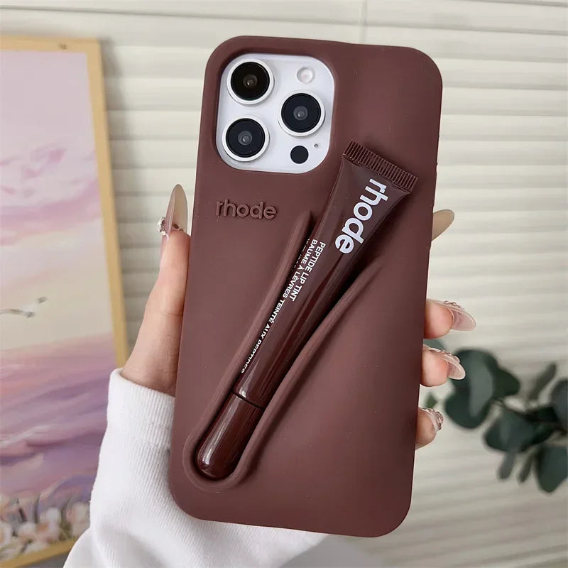Lemontini Lip Gloss Holder Case for iPhone 17 16 15 14 13 12 Pro Max