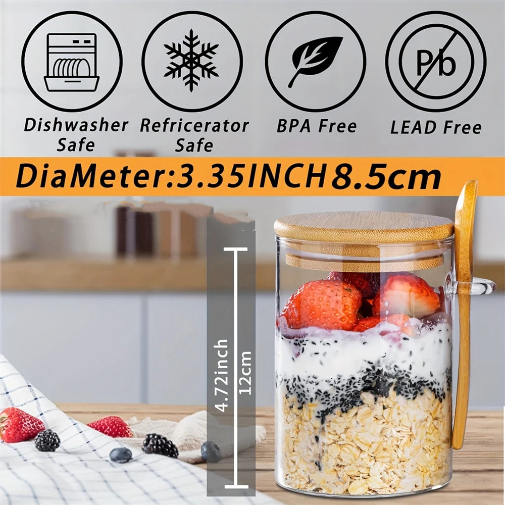 Airtight Glass Storage Jars Bamboo Lid Set