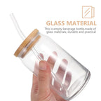 Glass Mason Jar Cup with Bamboo Lid & Straw 350ml/550ml Drink Mug