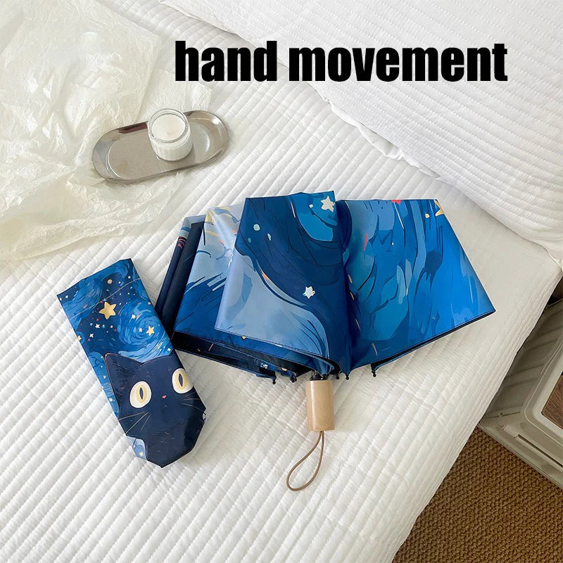 Buy Cute Cat Cartoon Automatic Folding Umbrella UV Sun & Rain
