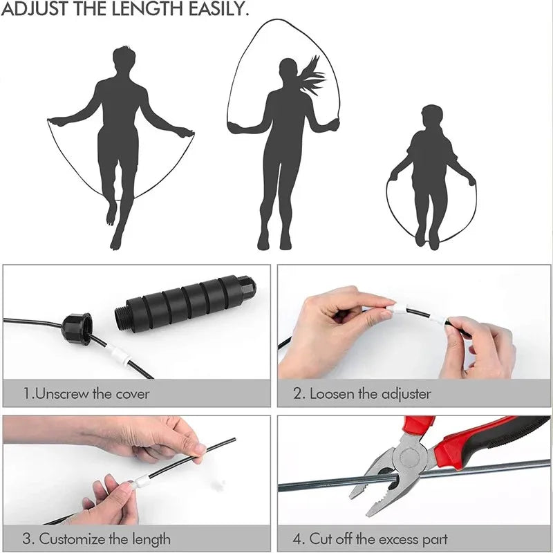 Ball Bearing Speed Jump Rope Foam Handle Tangle-Free Fitness