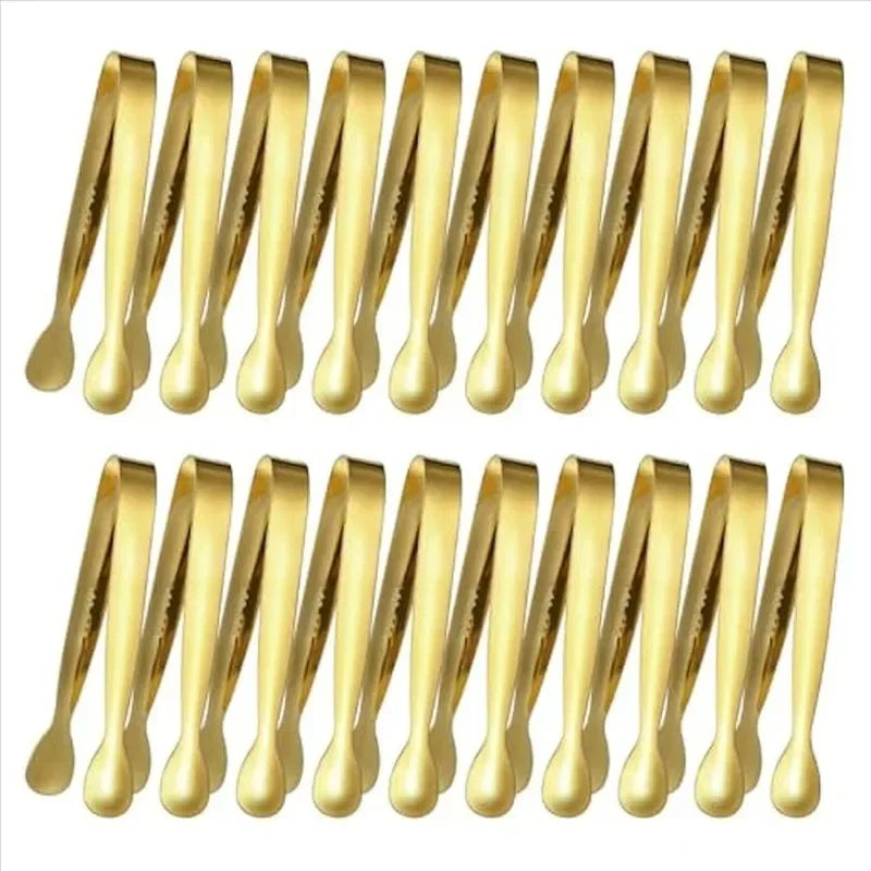 Small Gold Serving Tongs – Stainless Steel Mini Buffet & Appetizer Tongs