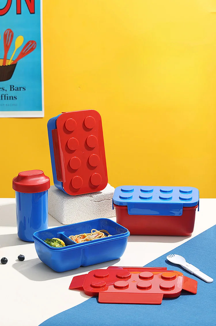 Portable Building Block Lunch Box 1050/1300ML Bento Food Container for Kids