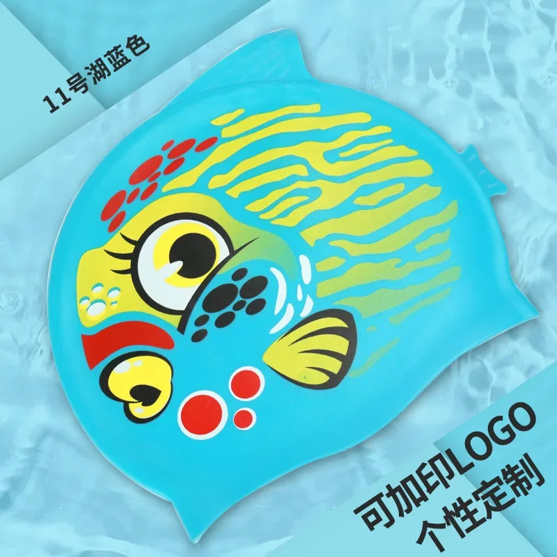 Cartoon Clownfish Kids Silicone Swimming Cap Waterproof Swim Hat