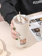 WORTHBUY Cute Bear Water Cup Leak Proof Portable Travel Tumbler