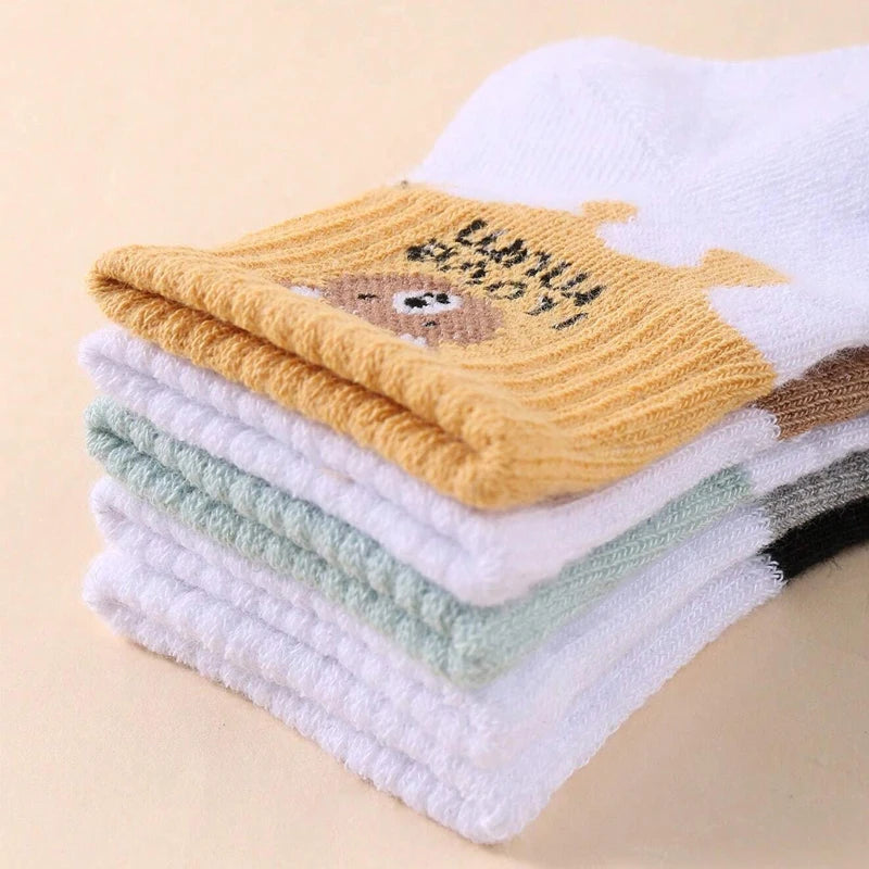 5PCS Baby Ankle Socks Soft Stretch Cotton Socks for Newborns