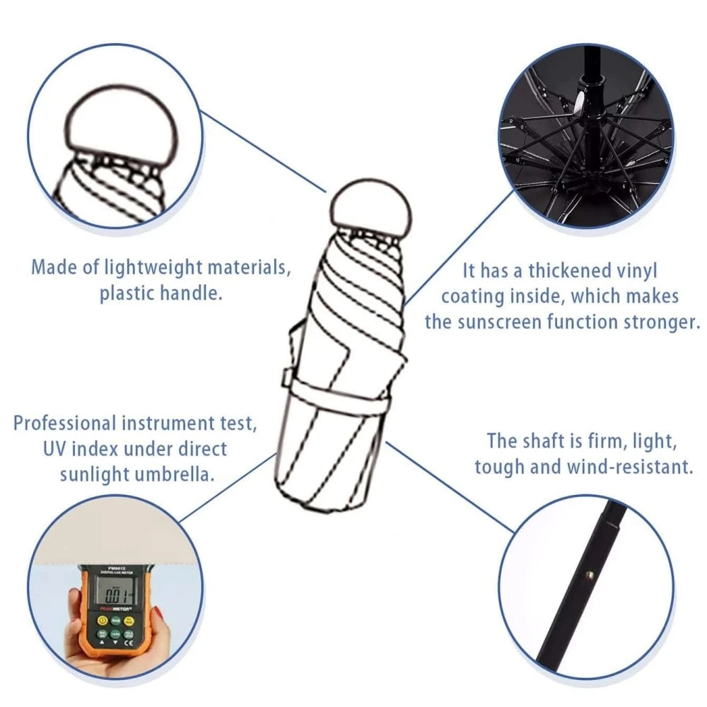Buy Anti-UV Mini Umbrella with 6 Reinforced Ribs
