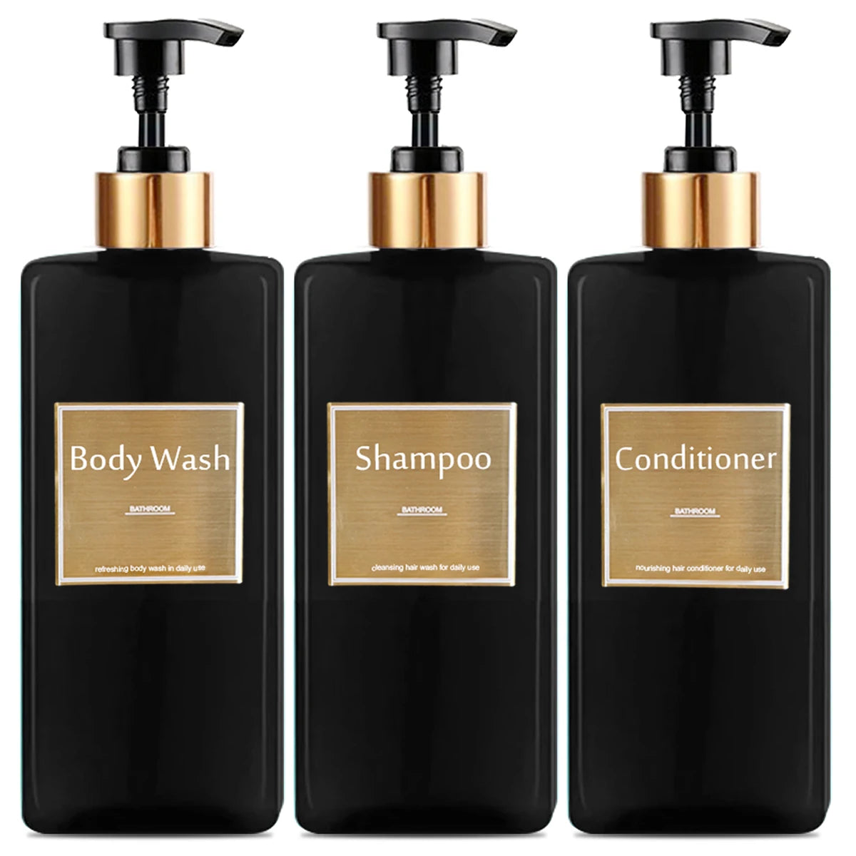 Shower Soap Dispenser Set Refillable Shampoo, Conditioner & Soap Bottles