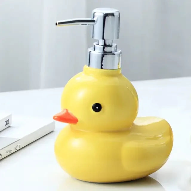 Ceramic Duck Soap Dispenser Cartoon Hand Wash & Shampoo Pump Bottle