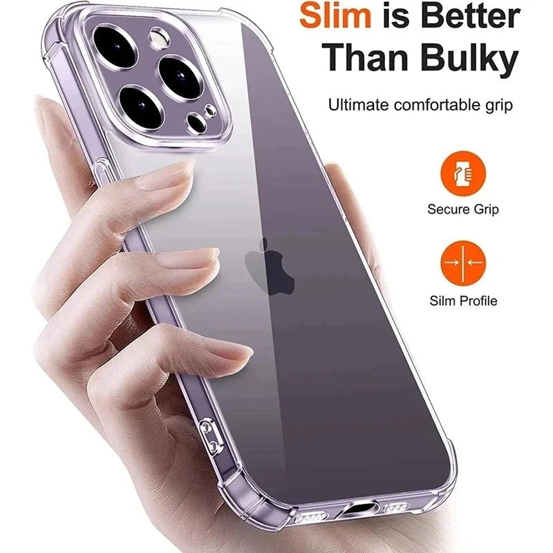 Luxury Clear Silicone Case for iPhone 17 16 15 14 13 12 11 Pro Max