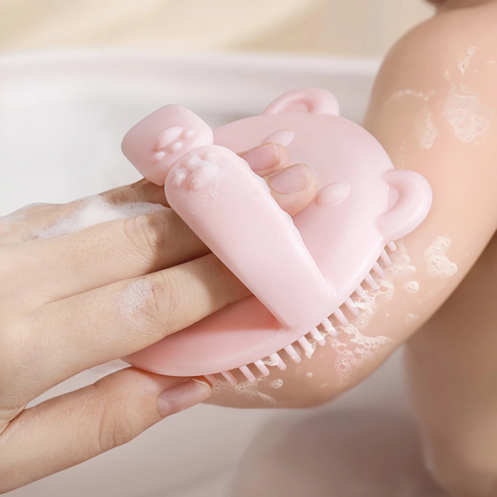 Baby Hair Brush Soft Scalp Massager Cute Bear Bath Brush Secondary image