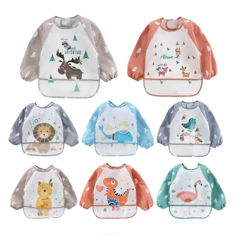 Baby Waterproof Long Sleeve Bib Smock Apron for Toddlers