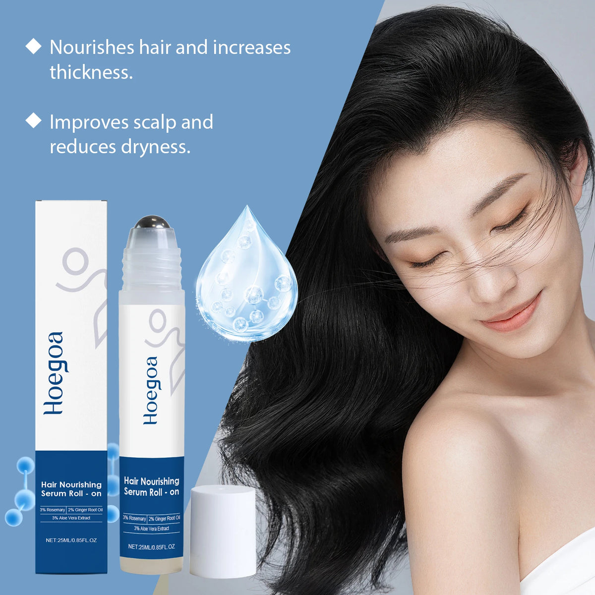 microscopic diagram showing hair growth serum nourishing hair follicle roots to strengthen weak strands