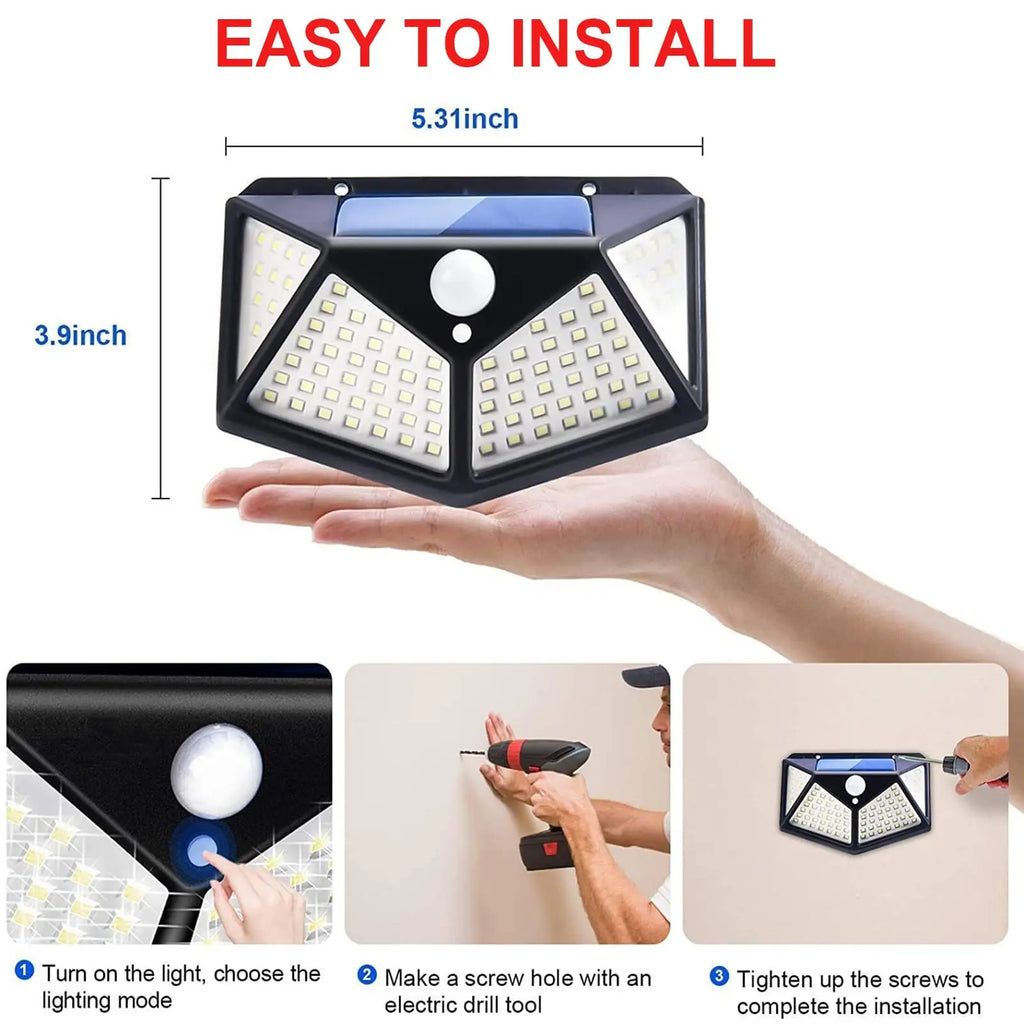 100 LED Solar Motion Sensor Security Light for Outdoor Garden & Yard
