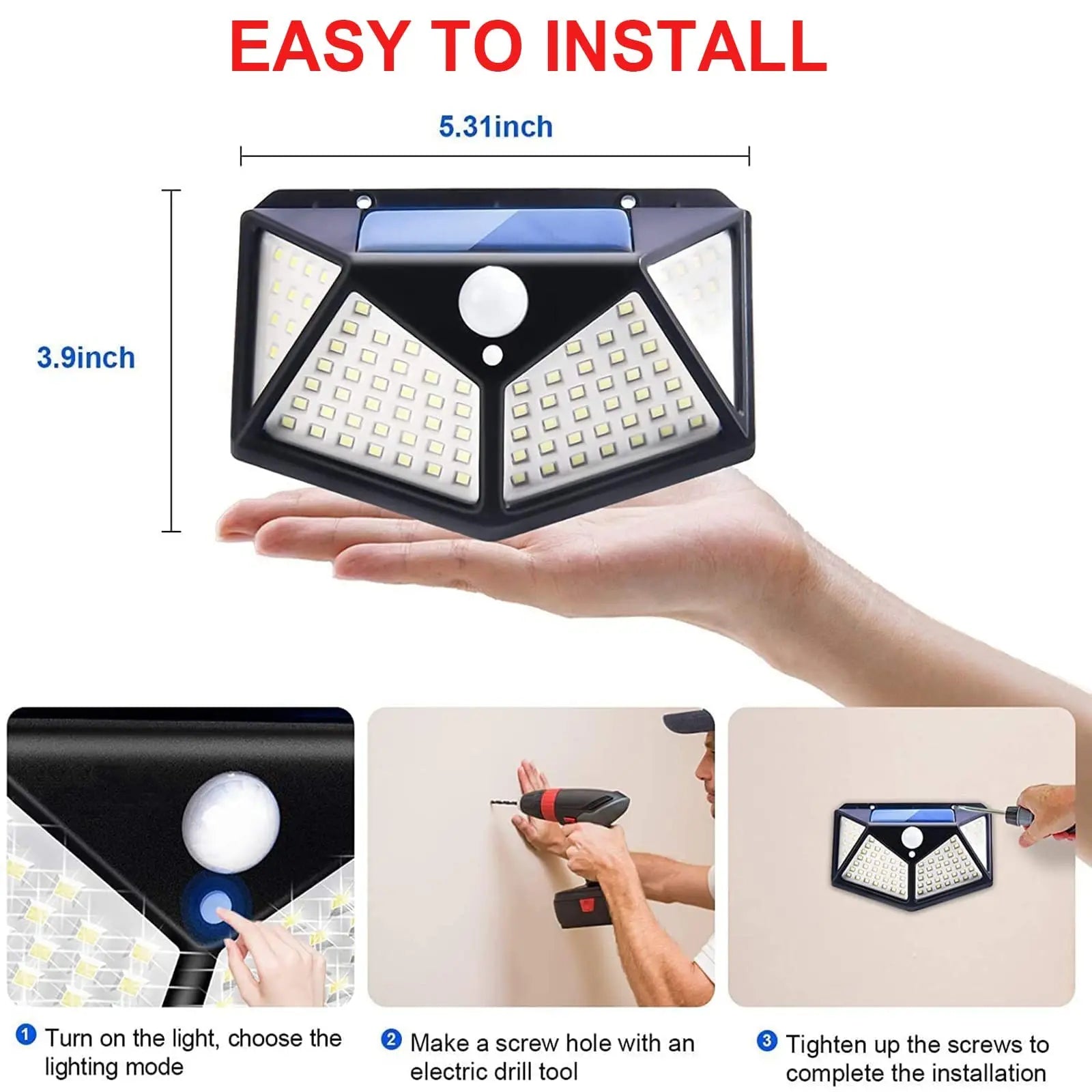 100 LED Solar Motion Sensor Security Light for Outdoor Garden & Yard