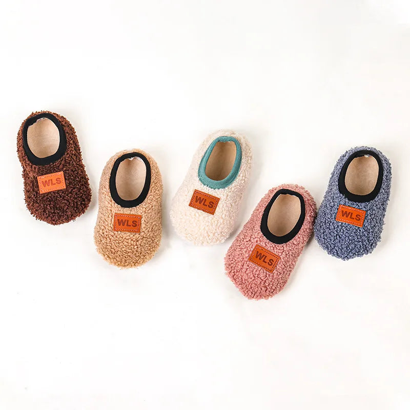 Autumn Winter Baby Slippers Plush Anti-Slip Sock Shoes for Kids