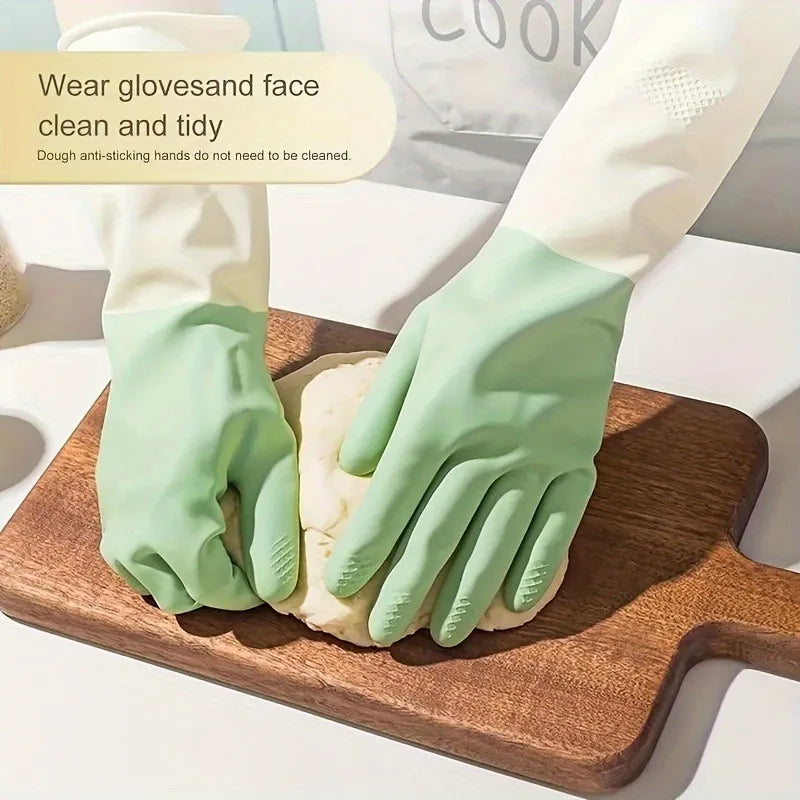 4PCS Waterproof Cleaning Gloves Latex Rubber Gloves