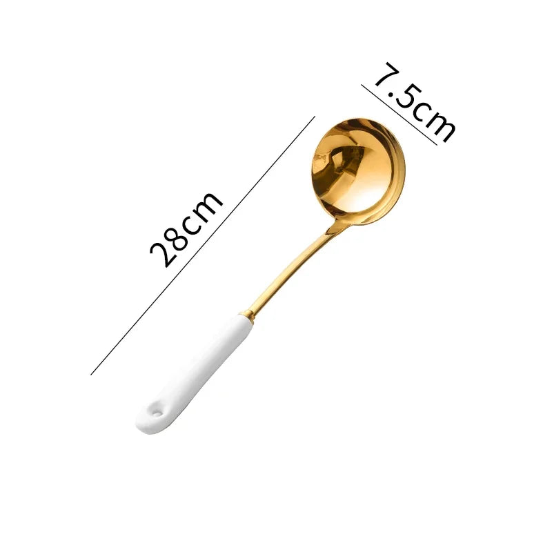 Luxury Ceramic Spoon Rest Gold Utensil Holder