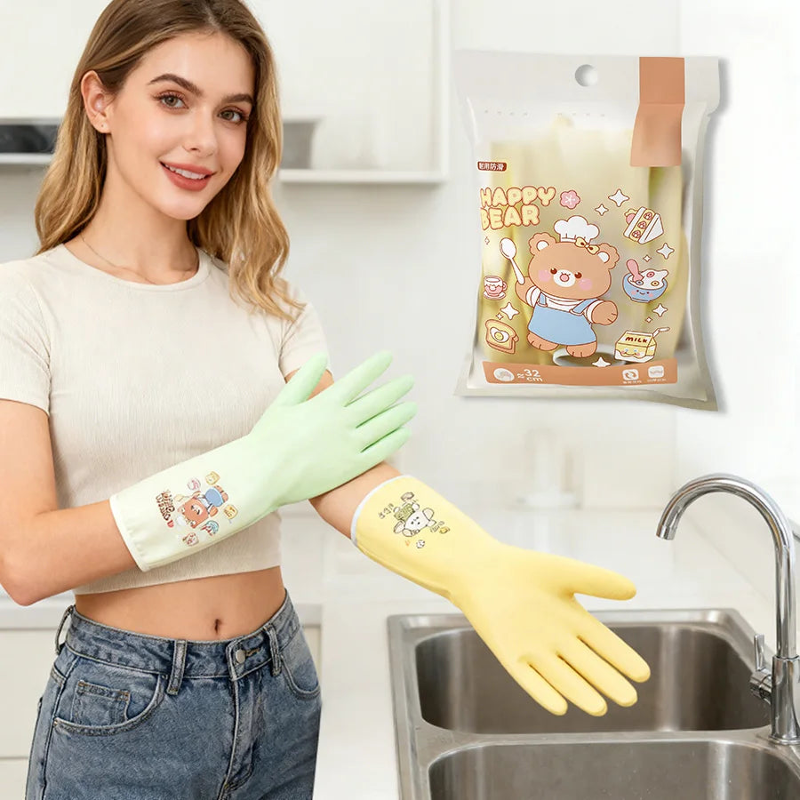 3 Pairs Kitchen Cleaning Gloves Waterproof Non-Slip